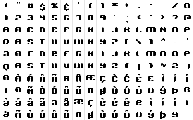 Jawbreaker BRK Regular  glyph index