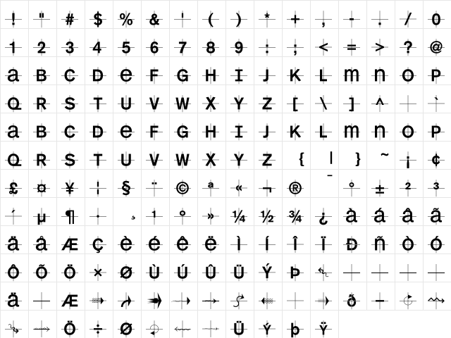 KL1MonoCase Regular  glyph index