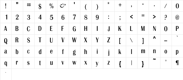 Esoterik Regular  glyph index