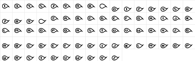 Tearful (BRK) Regular  glyph index