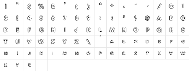 Frankfurt Hollow Regular  glyph index