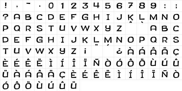 JMH CANASTA Regular  glyph index