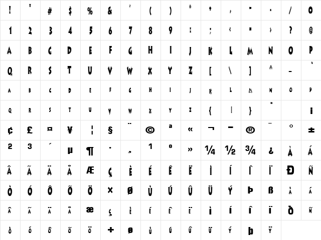 ArtistPursuit117 Regular  glyph index