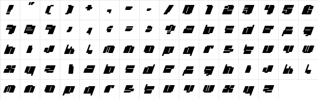 cheaptype (italic) Regular  glyph index