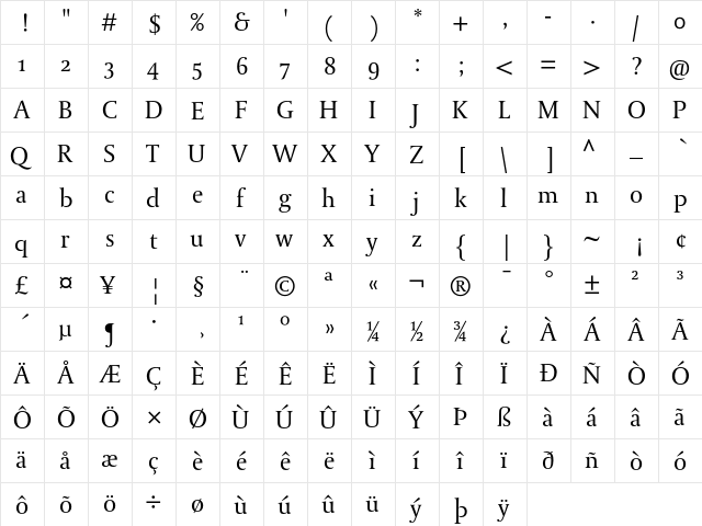 DTLParadoxST Regular  glyph index