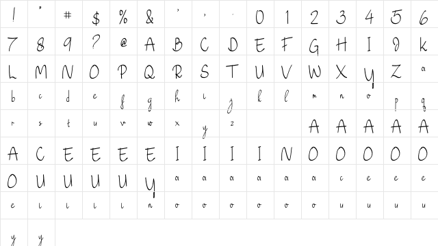 Just Blossom Regular  glyph index