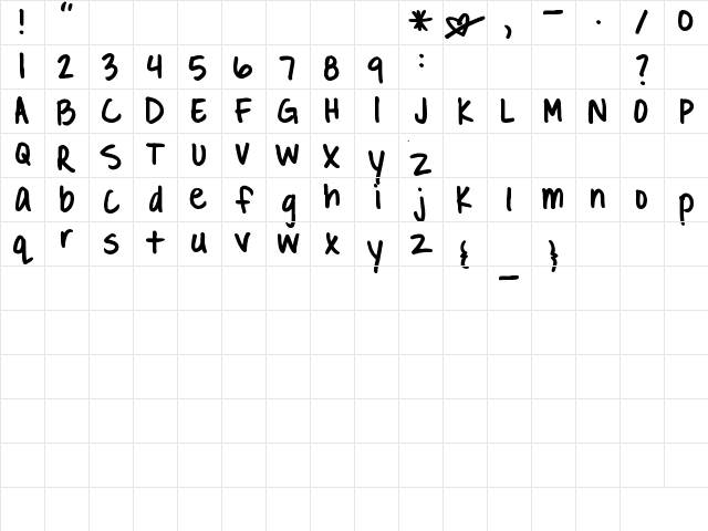 Pea Rachael Regular  glyph index