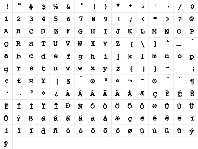 FZ WACKY 35 Normal  glyph index