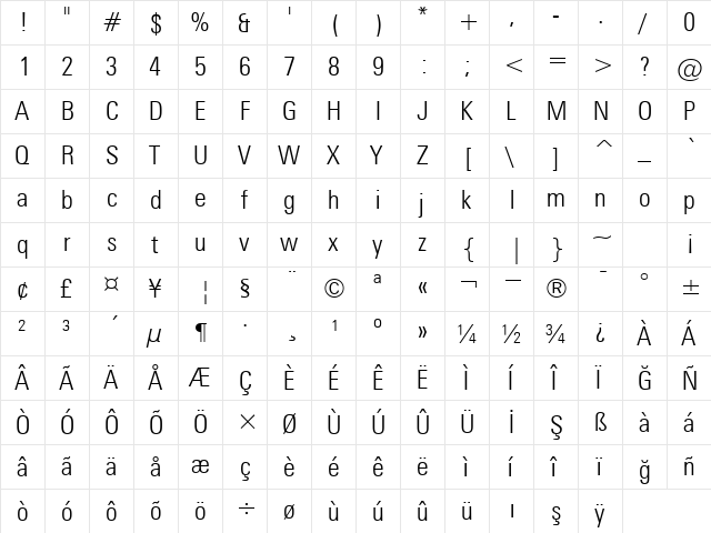 00297 Regular  glyph index