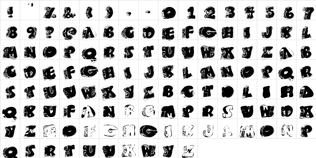 FatFloralphabetXperimental Regular  glyph index