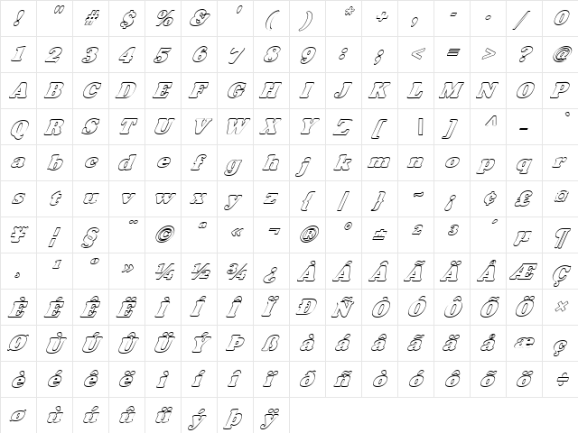 FZ ROMAN 35 HOLLOW ITALIC Normal  glyph index