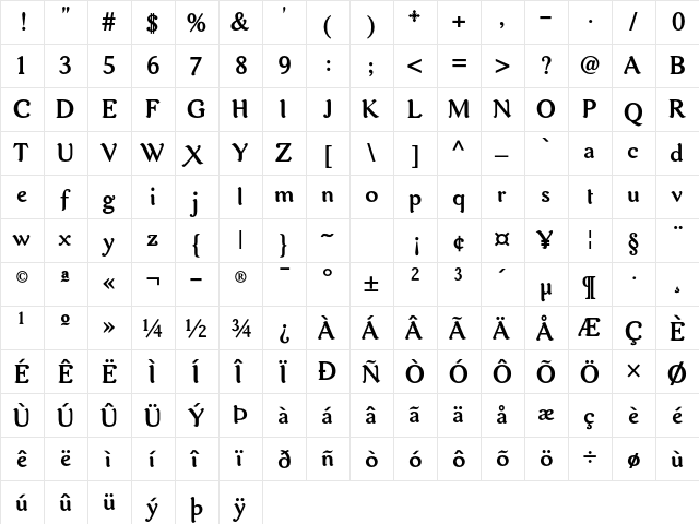 Aurelis ADF No2 Std Bold  glyph index