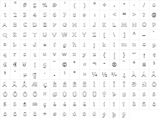 Icone LT BoldOutline Regular  glyph index
