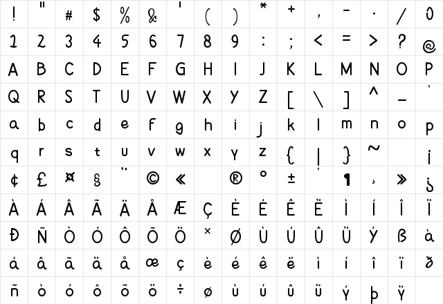 Kheqthree Regular  glyph index