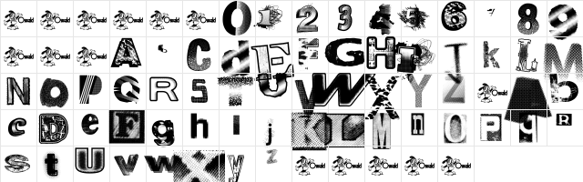 Xerographer Fonts Medium  glyph index
