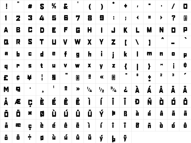 H0bby of night Regular  glyph index