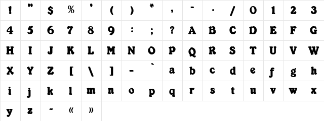 Kabarett Simple Thin  glyph index