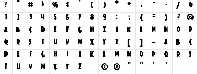 Knuckle Sandwich Classic Regular  glyph index