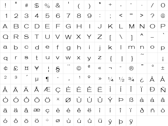 Sage Extended Light Regular  glyph index