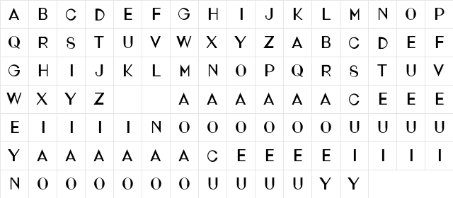 ALPHINANDHITA Regular  glyph index