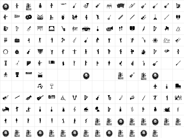 Orchestra Icons Regular  glyph index