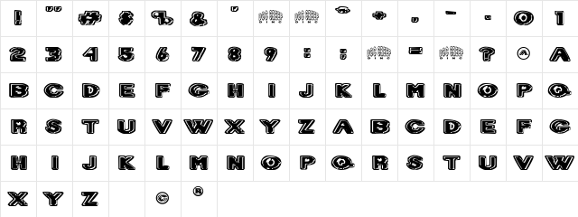 Dr. Creep Regular  glyph index