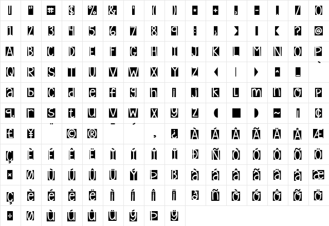 KG Laughter Lines Regular  glyph index