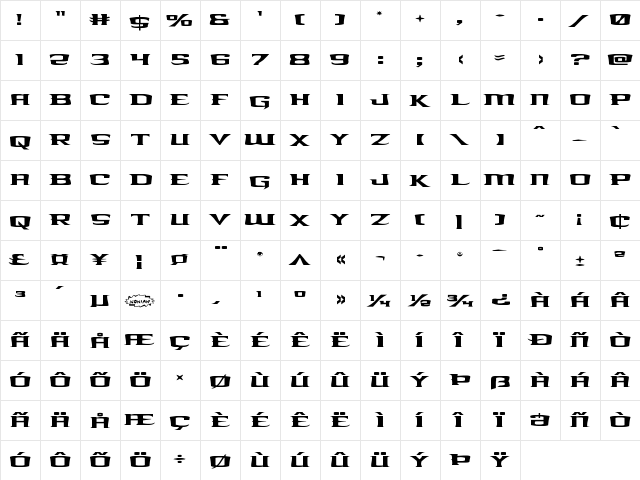 Kreature Kombat Expanded Expanded  glyph index