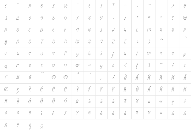 Asterix Light Italic Regular  glyph index