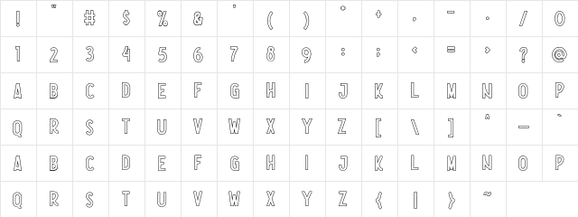 Nootdorp Regular  glyph index
