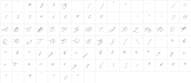 Fairy Lavender Regular  glyph index