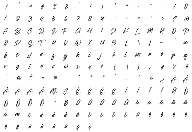 Black Attacks Regular  glyph index