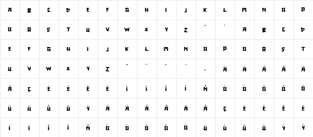 DINOCRAFT Regular  glyph index