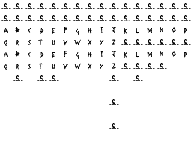 Wrong Tracks Regular  glyph index