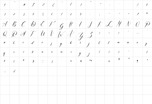 Lancelot Regular  glyph index