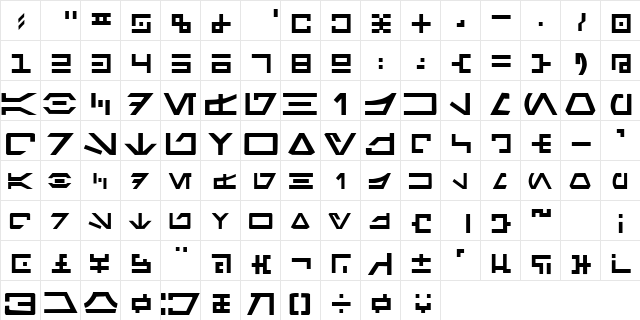 Aurabesh Regular  glyph index