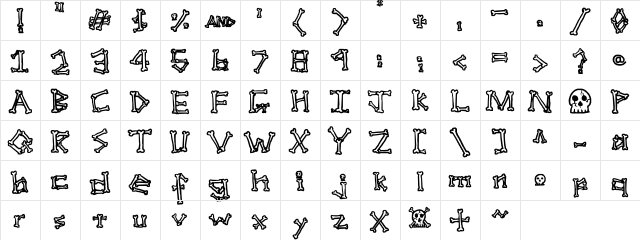 A skeleton in your closet Regular  glyph index
