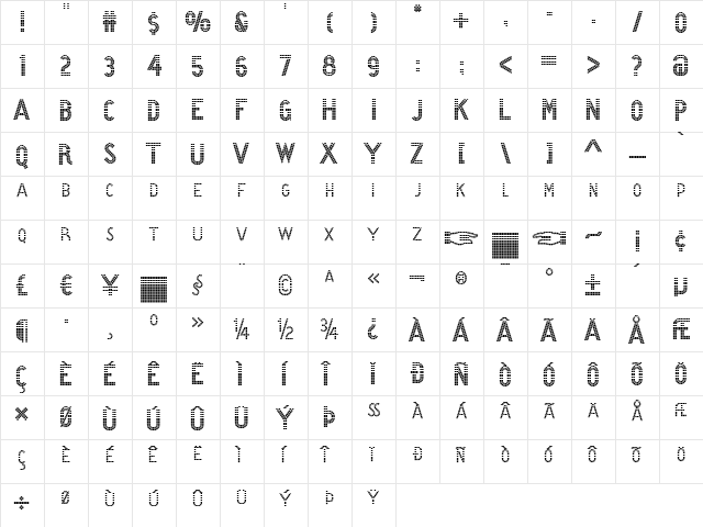 Midtown Tessie NF Regular  glyph index