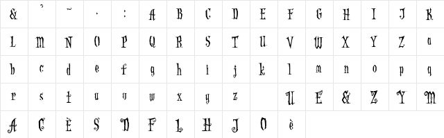 Addams Regular  glyph index