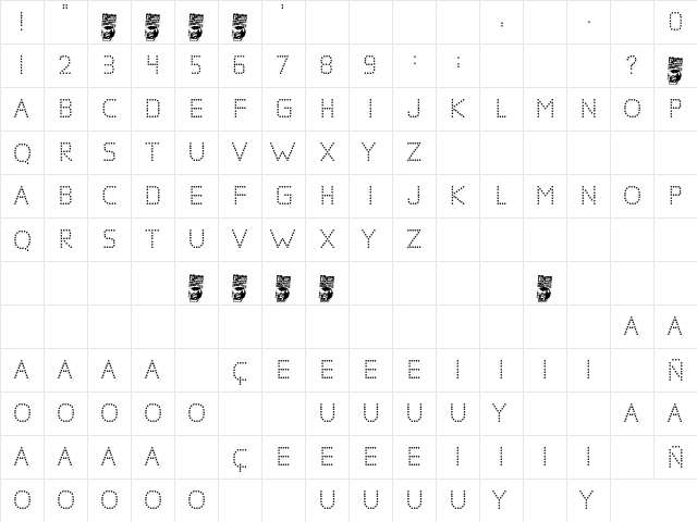 Estreno Regular  glyph index