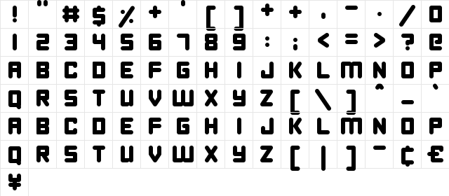 Happy Bomb Regular  glyph index