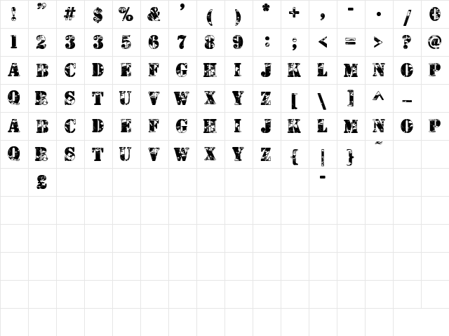 Camouflage Urban Urban  glyph index