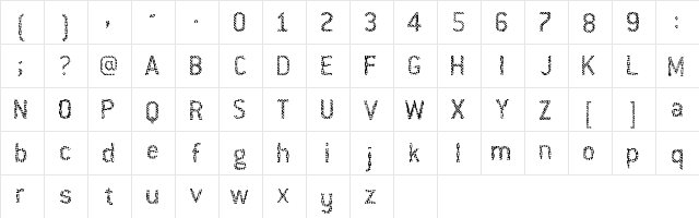 Halftone Regular  glyph index