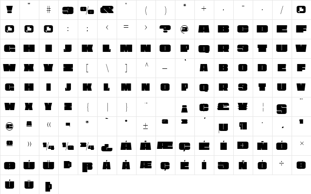 Obesum Caps ExtBlk Exp Regular  glyph index