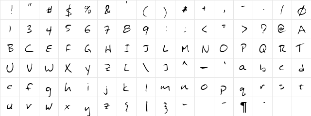 Kindel Regular  glyph index