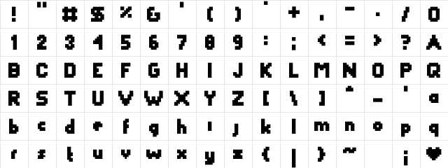 YetBumbler Medium  glyph index