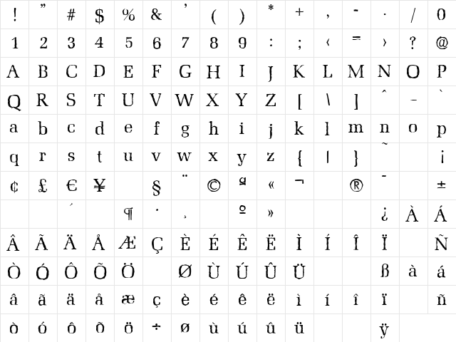 MarseilleAntique Regular  glyph index