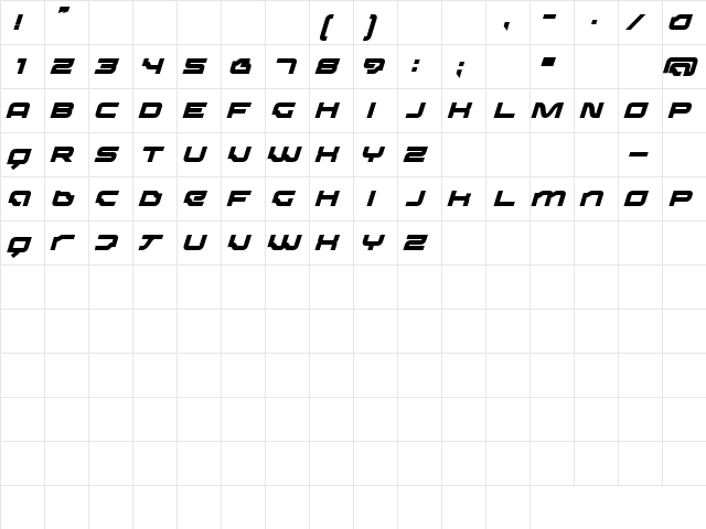 Dominator BlackItalic  glyph index