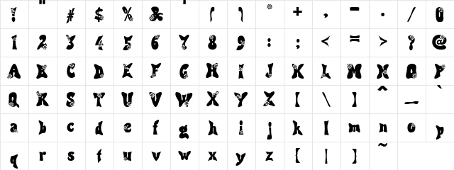 PC Groovy Regular  glyph index