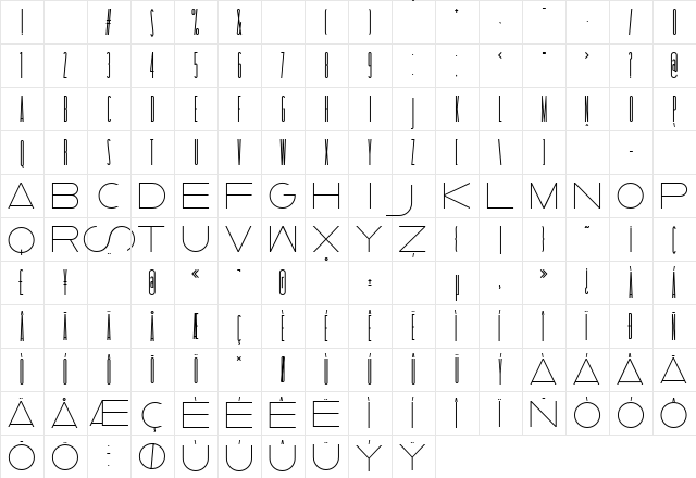 taller evolution Regular  glyph index